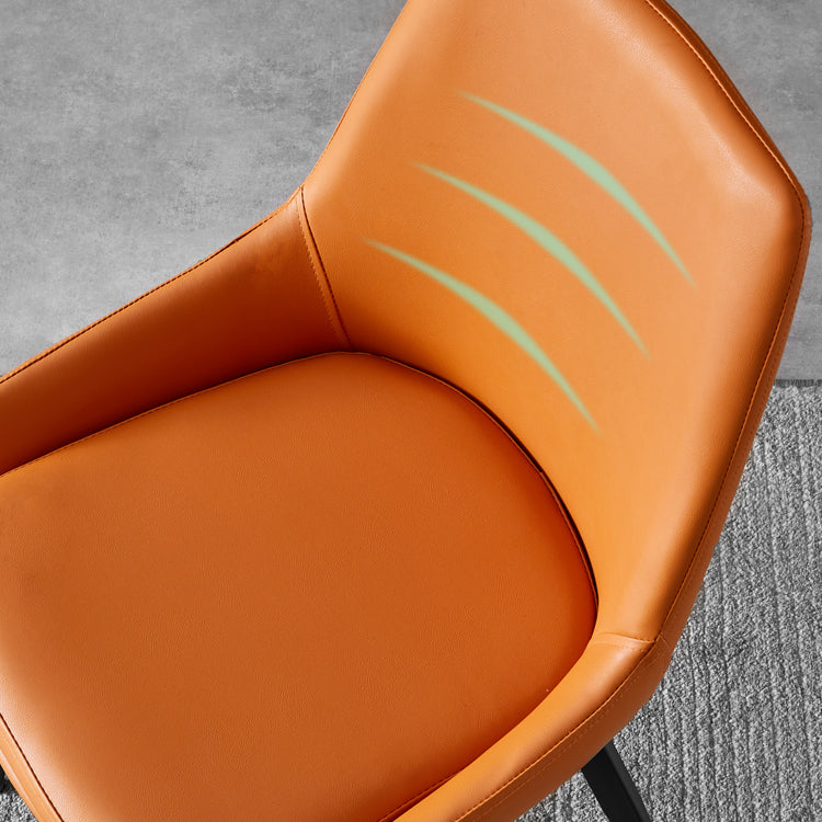 Sillas de comedor de cuero contemporáneas, sillón tapizado con patas de metal para restaurante