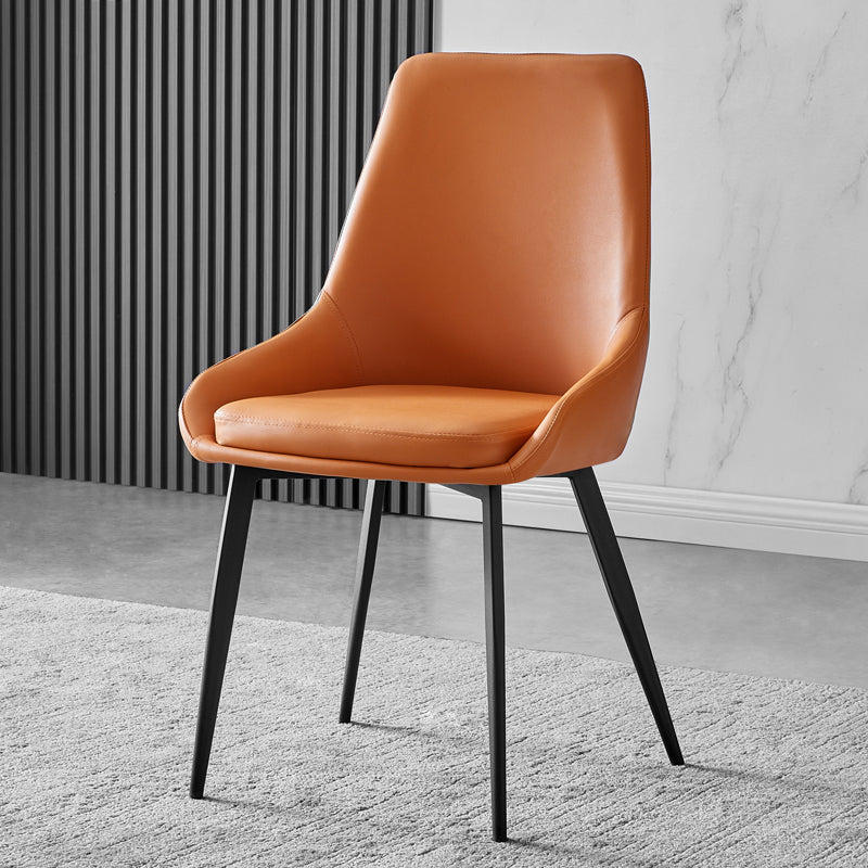 Chaises de salle à manger contemporaines en cuir, fauteuil rembourré avec pieds en métal pour restaurant