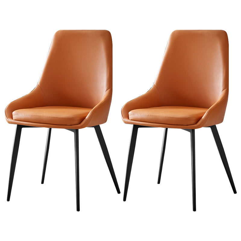 Sillas de comedor de cuero contemporáneas, sillón tapizado con patas de metal para restaurante
