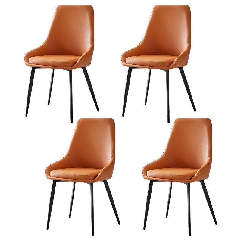 Sillas de comedor de cuero contemporáneas, sillón tapizado con patas de metal para restaurante