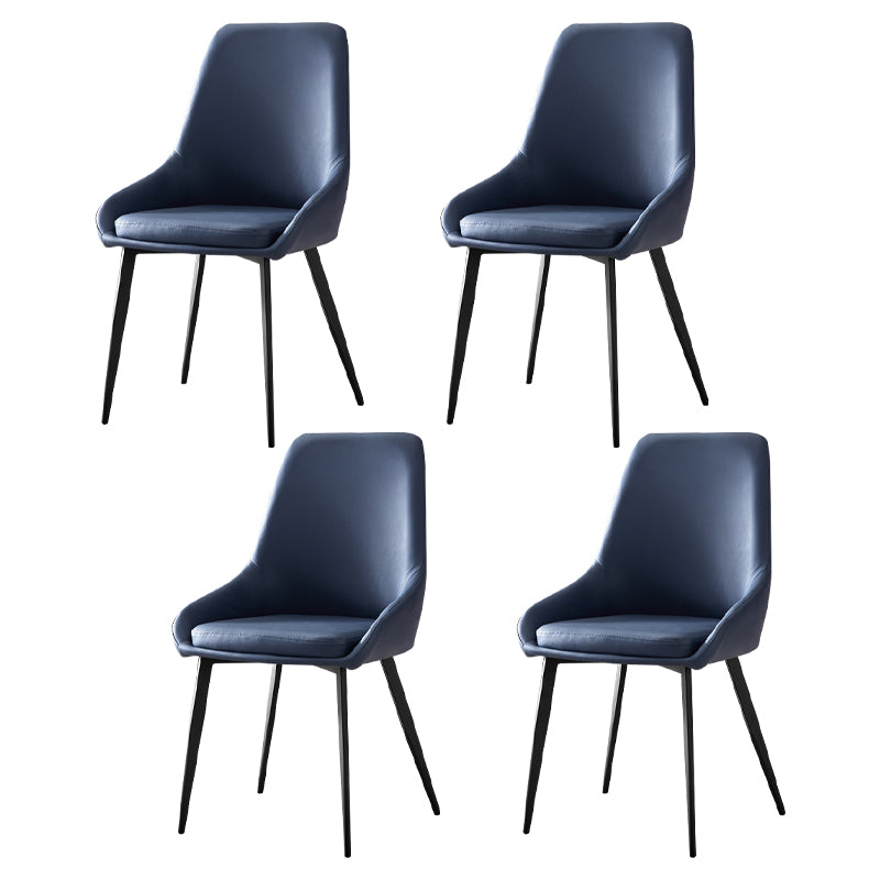 Sillas de comedor de cuero contemporáneas, sillón tapizado con patas de metal para restaurante