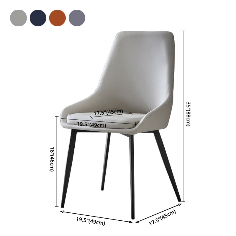 Sillas de comedor de cuero contemporáneas, sillón tapizado con patas de metal para restaurante