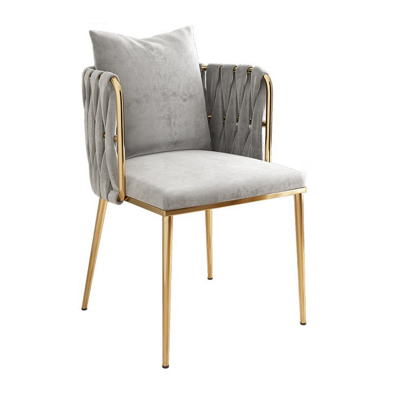 La salle à manger contemporaine en métal préside des chaises de salle à manger sans bras en velours pour un usage domestique