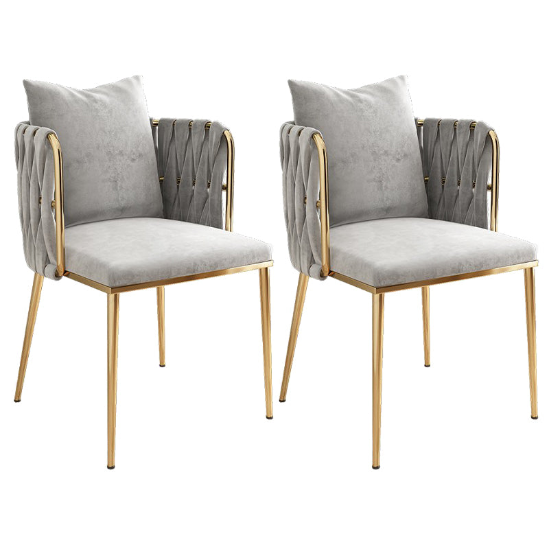 La salle à manger contemporaine en métal préside des chaises de salle à manger sans bras en velours pour un usage domestique