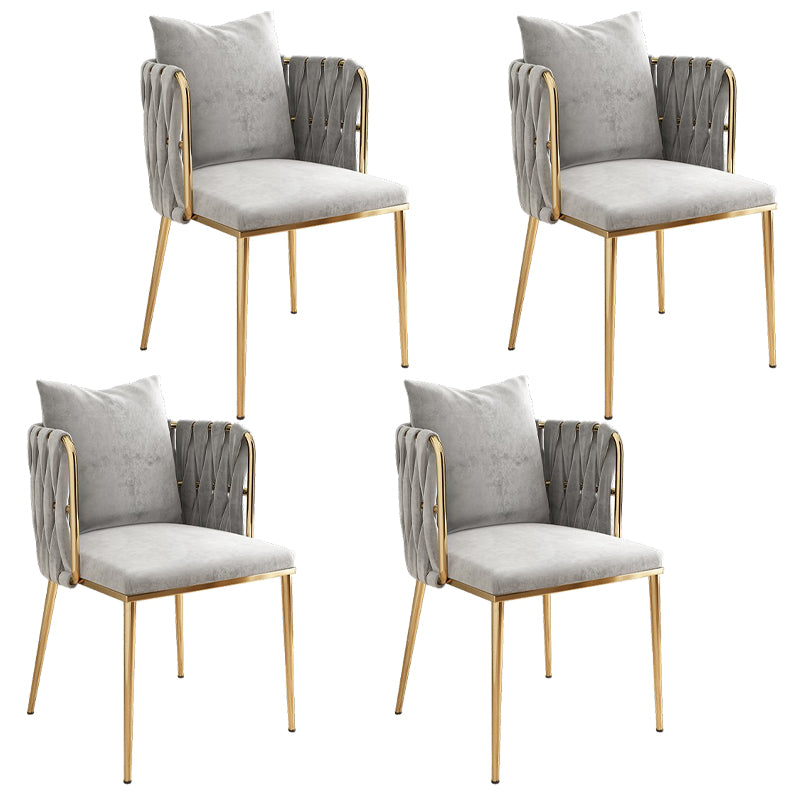 La salle à manger contemporaine en métal préside des chaises de salle à manger sans bras en velours pour un usage domestique
