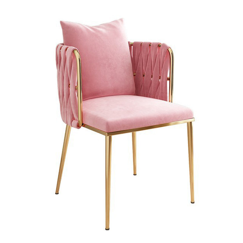 La salle à manger contemporaine en métal préside des chaises de salle à manger sans bras en velours pour un usage domestique