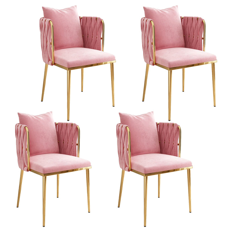 La salle à manger contemporaine en métal préside des chaises de salle à manger sans bras en velours pour un usage domestique