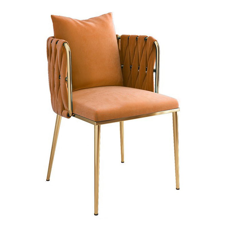 La salle à manger contemporaine en métal préside des chaises de salle à manger sans bras en velours pour un usage domestique