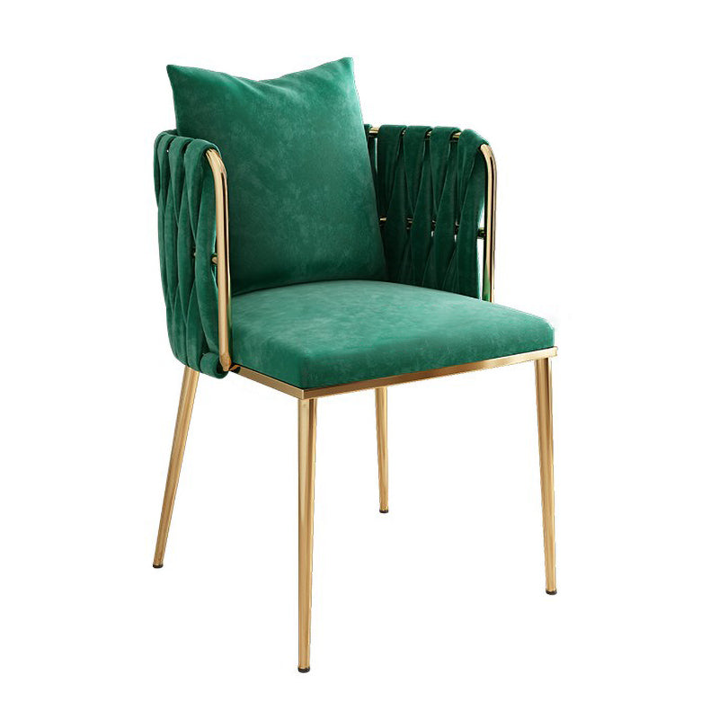 La salle à manger contemporaine en métal préside des chaises de salle à manger sans bras en velours pour un usage domestique