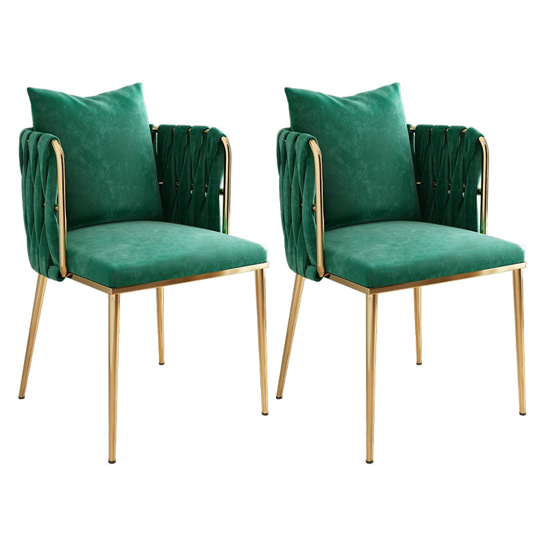 La salle à manger contemporaine en métal préside des chaises de salle à manger sans bras en velours pour un usage domestique