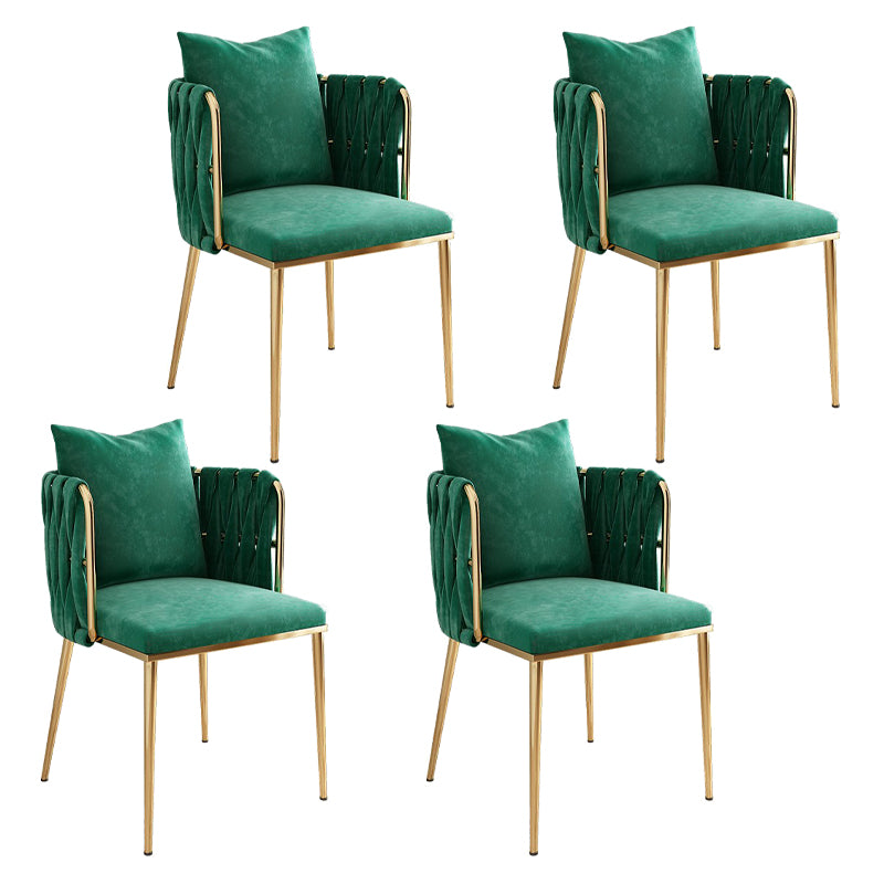 La salle à manger contemporaine en métal préside des chaises de salle à manger sans bras en velours pour un usage domestique
