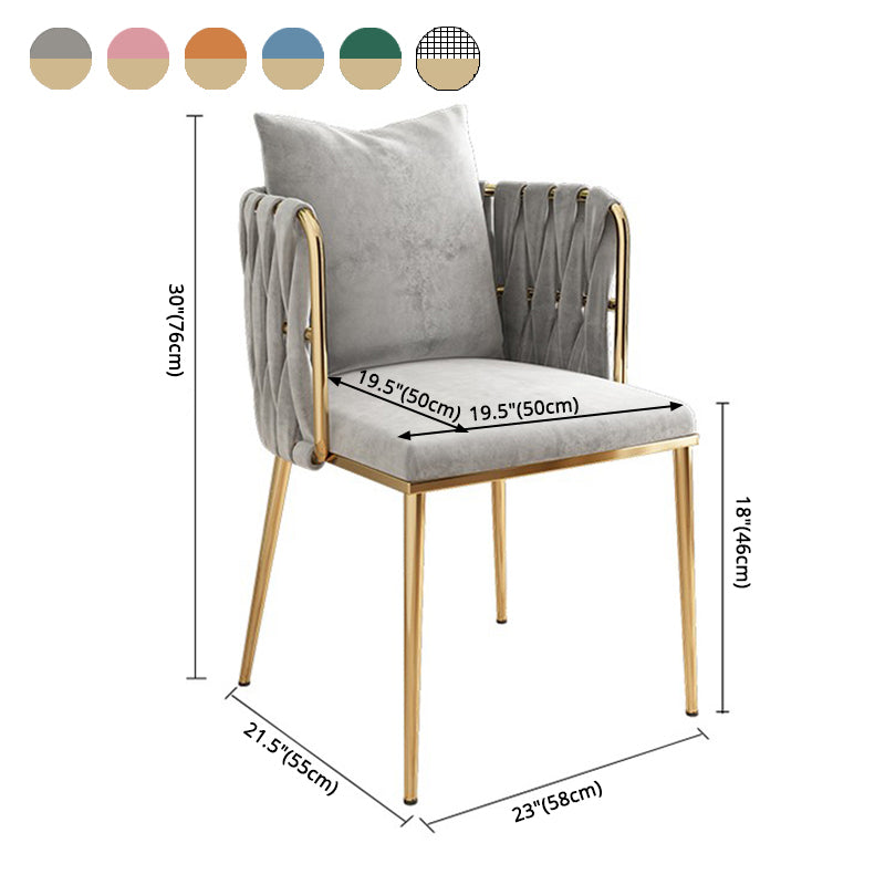 La salle à manger contemporaine en métal préside des chaises de salle à manger sans bras en velours pour un usage domestique