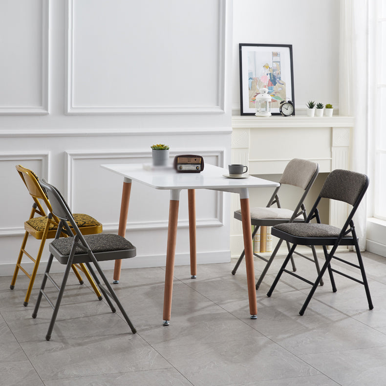Silla de comedor de metal contemporáneo, silla lateral plegable sin brazos para el hogar, con respaldo abierto