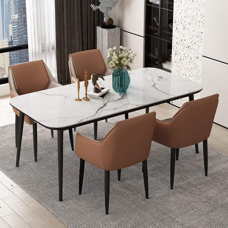 Sillas de comedor de piel sintética contemporáneas, sillón tapizado con patas de metal para restaurante