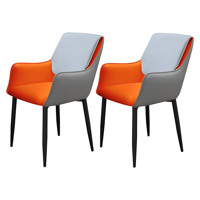 Sillas de comedor de piel sintética contemporáneas, sillón tapizado con patas de metal para restaurante
