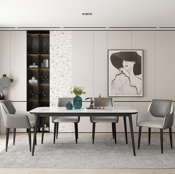 Sillas de comedor de piel sintética contemporáneas, sillón tapizado con patas de metal para restaurante