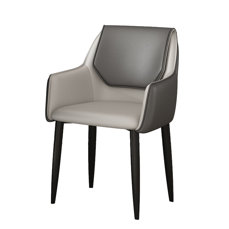 Sillas de comedor de piel sintética contemporáneas, sillón tapizado con patas de metal para restaurante
