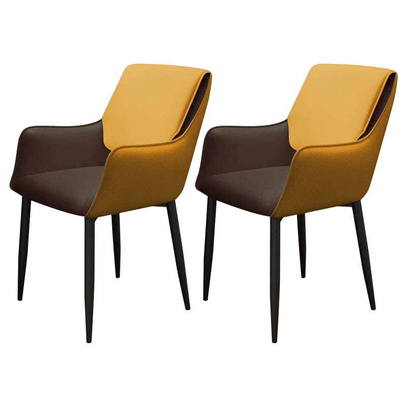 Sillas de comedor de piel sintética contemporáneas, sillón tapizado con patas de metal para restaurante