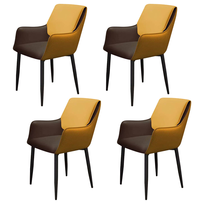 Sillas de comedor de piel sintética contemporáneas, sillón tapizado con patas de metal para restaurante