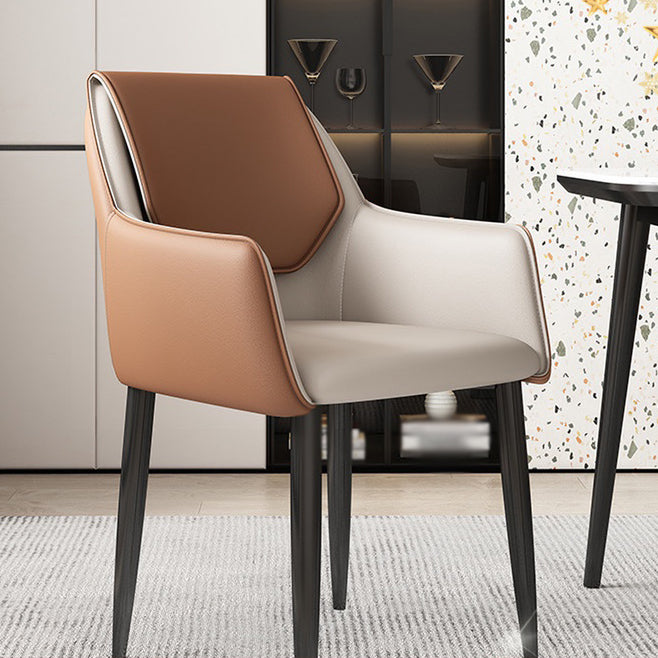 Sillas de comedor de piel sintética contemporáneas, sillón tapizado con patas de metal para restaurante