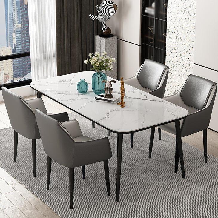 Sillas de comedor de piel sintética contemporáneas, sillón tapizado con patas de metal para restaurante
