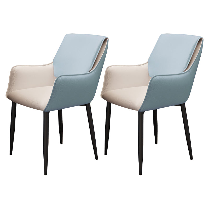 Sillas de comedor de piel sintética contemporáneas, sillón tapizado con patas de metal para restaurante