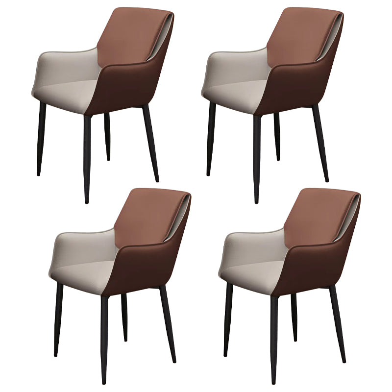 Sillas de comedor de piel sintética contemporáneas, sillón tapizado con patas de metal para restaurante