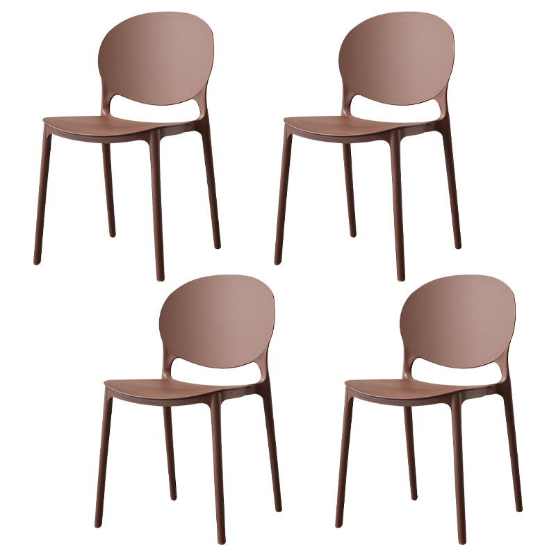 Chaise de salle à manger scandinave en plastique, dossier ouvert, finition mate