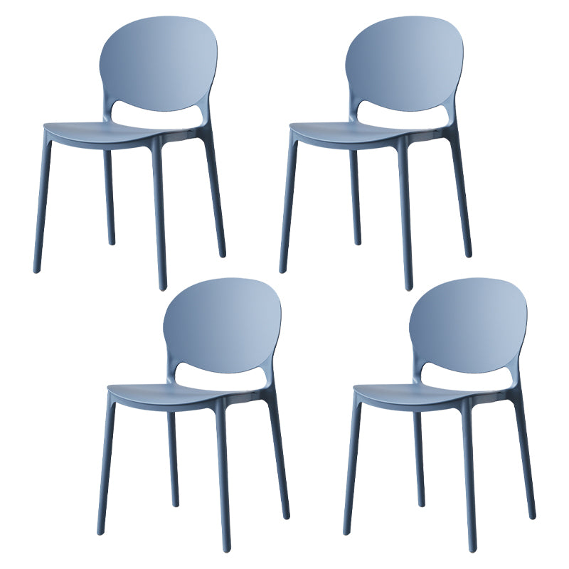 Chaise de salle à manger scandinave en plastique, dossier ouvert, finition mate