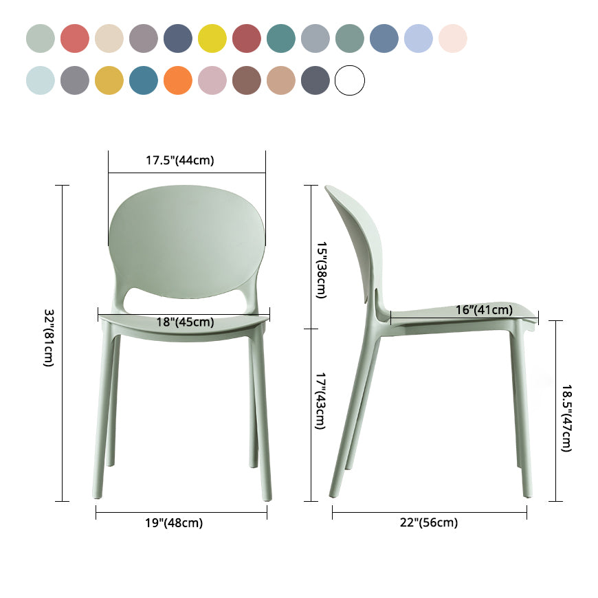Chaise de salle à manger scandinave en plastique, dossier ouvert, finition mate