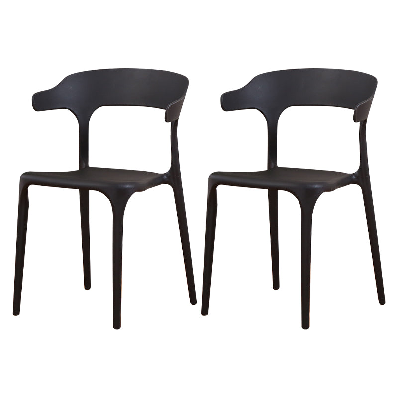 Silla de plástico moderna para interiores y exteriores, silla lateral de comedor apilable con respaldo abierto para el hogar con brazo