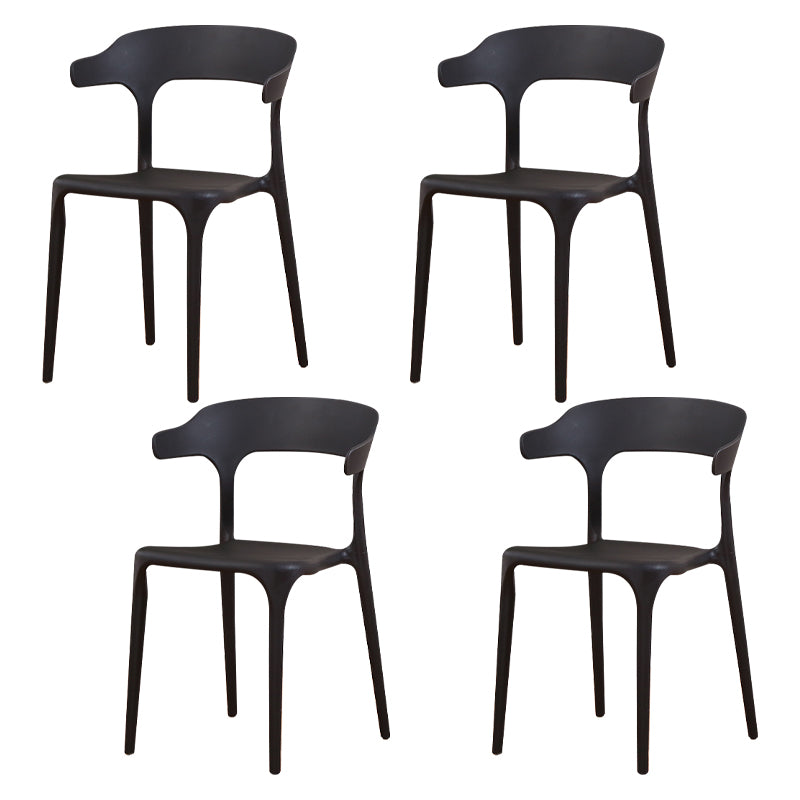 Silla de plástico moderna para interiores y exteriores, silla lateral de comedor apilable con respaldo abierto para el hogar con brazo