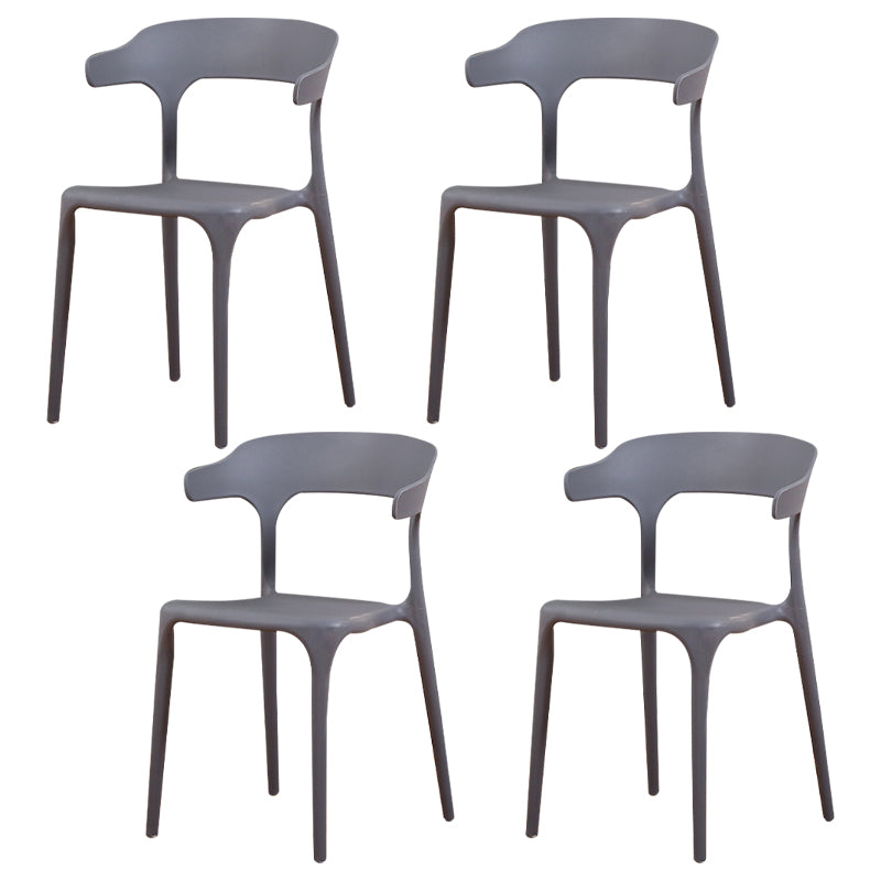 Silla de plástico moderna para interiores y exteriores, silla lateral de comedor apilable con respaldo abierto para el hogar con brazo
