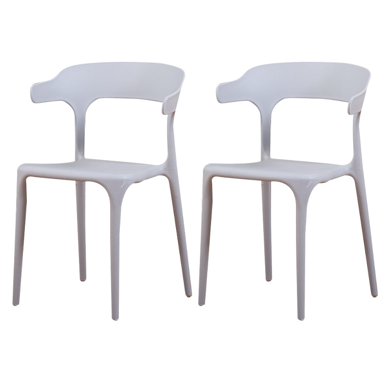 Silla de plástico moderna para interiores y exteriores, silla lateral de comedor apilable con respaldo abierto para el hogar con brazo