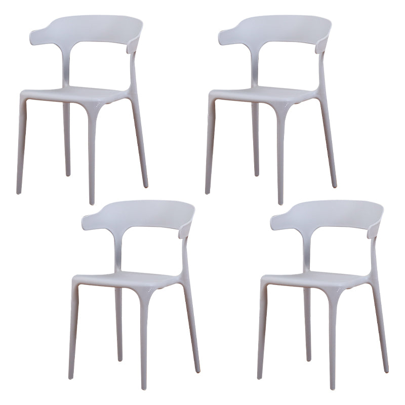Silla de plástico moderna para interiores y exteriores, silla lateral de comedor apilable con respaldo abierto para el hogar con brazo