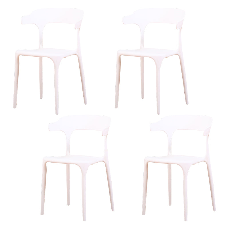 Silla de plástico moderna para interiores y exteriores, silla lateral de comedor apilable con respaldo abierto para el hogar con brazo
