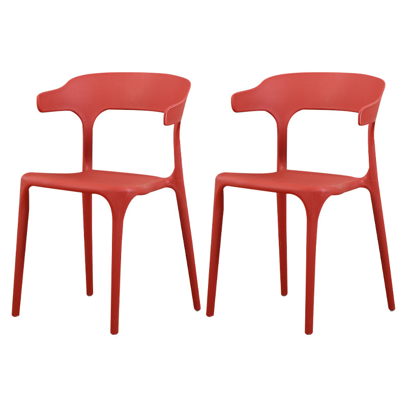Silla de plástico moderna para interiores y exteriores, silla lateral de comedor apilable con respaldo abierto para el hogar con brazo