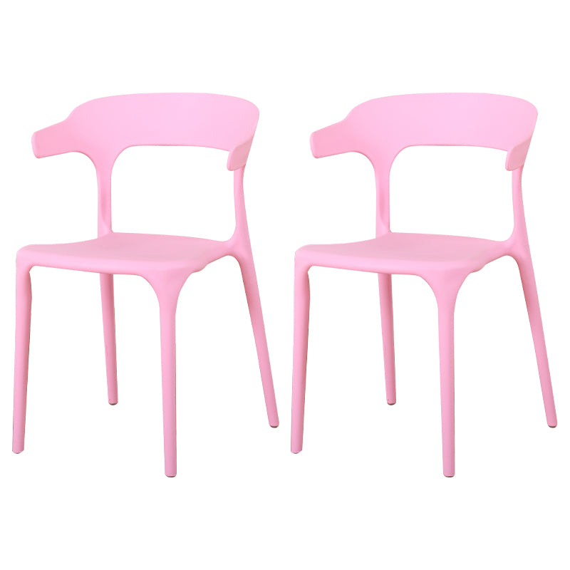 Silla de plástico moderna para interiores y exteriores, silla lateral de comedor apilable con respaldo abierto para el hogar con brazo