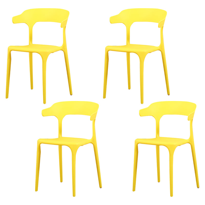 Silla de plástico moderna para interiores y exteriores, silla lateral de comedor apilable con respaldo abierto para el hogar con brazo
