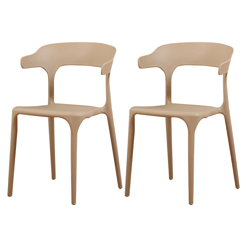 Silla de plástico moderna para interiores y exteriores, silla lateral de comedor apilable con respaldo abierto para el hogar con brazo