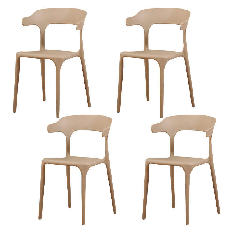 Silla de plástico moderna para interiores y exteriores, silla lateral de comedor apilable con respaldo abierto para el hogar con brazo
