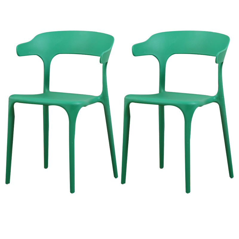 Silla de plástico moderna para interiores y exteriores, silla lateral de comedor apilable con respaldo abierto para el hogar con brazo