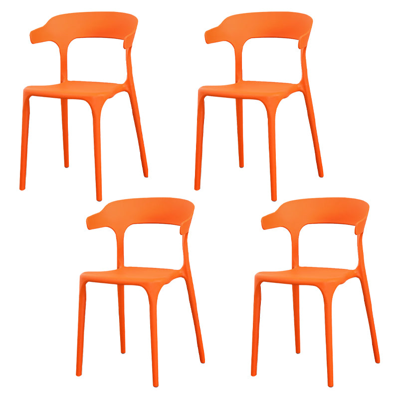 Silla de plástico moderna para interiores y exteriores, silla lateral de comedor apilable con respaldo abierto para el hogar con brazo