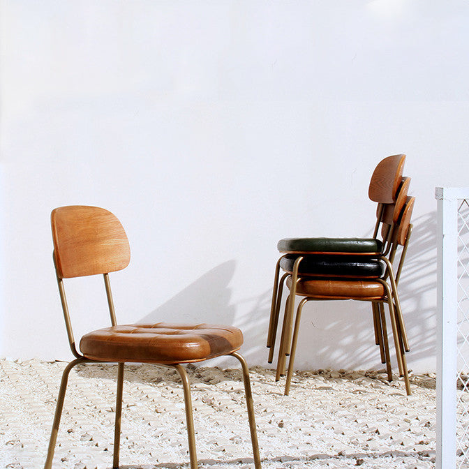 Industriële stijl PU lederen eetkamerstoelen Open rug Dineerarm zijstoelen voor thuis