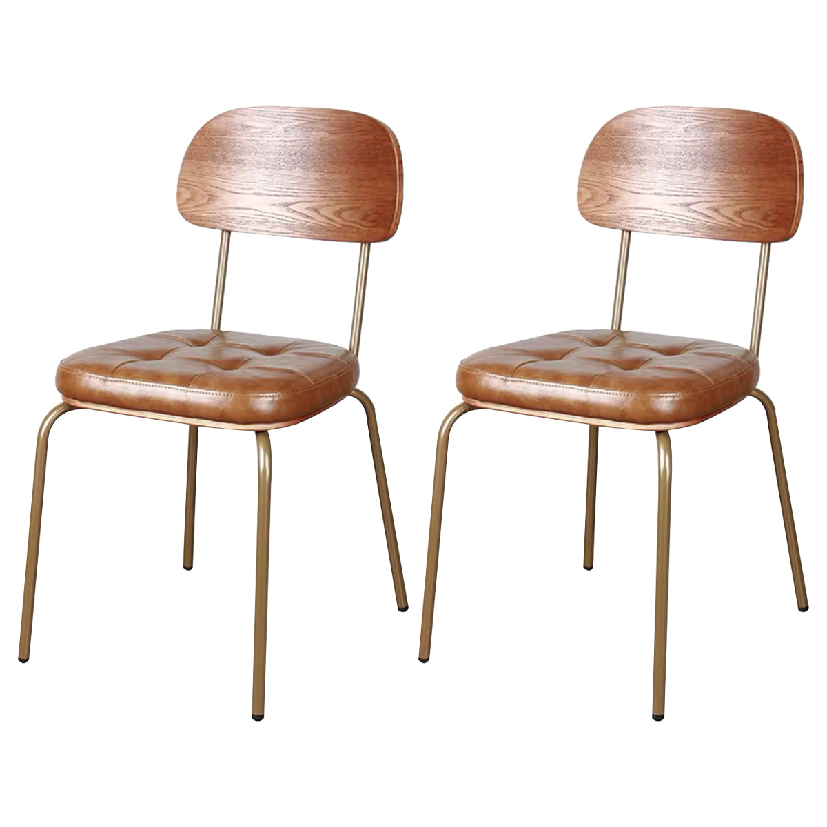 Industriële stijl PU lederen eetkamerstoelen Open rug Dineerarm zijstoelen voor thuis