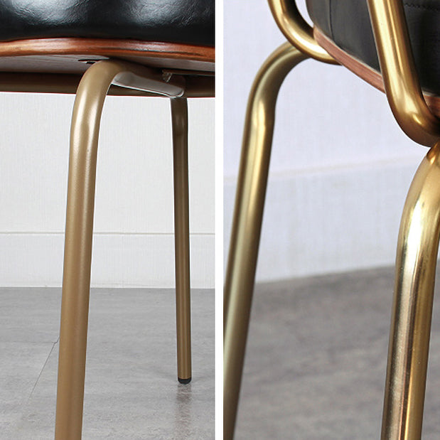 Industriële stijl PU lederen eetkamerstoelen Open rug Dineerarm zijstoelen voor thuis