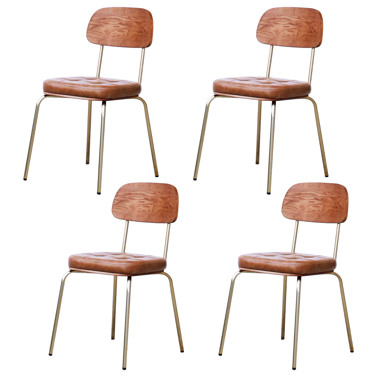 Industriële stijl PU lederen eetkamerstoelen Open rug Dineerarm zijstoelen voor thuis