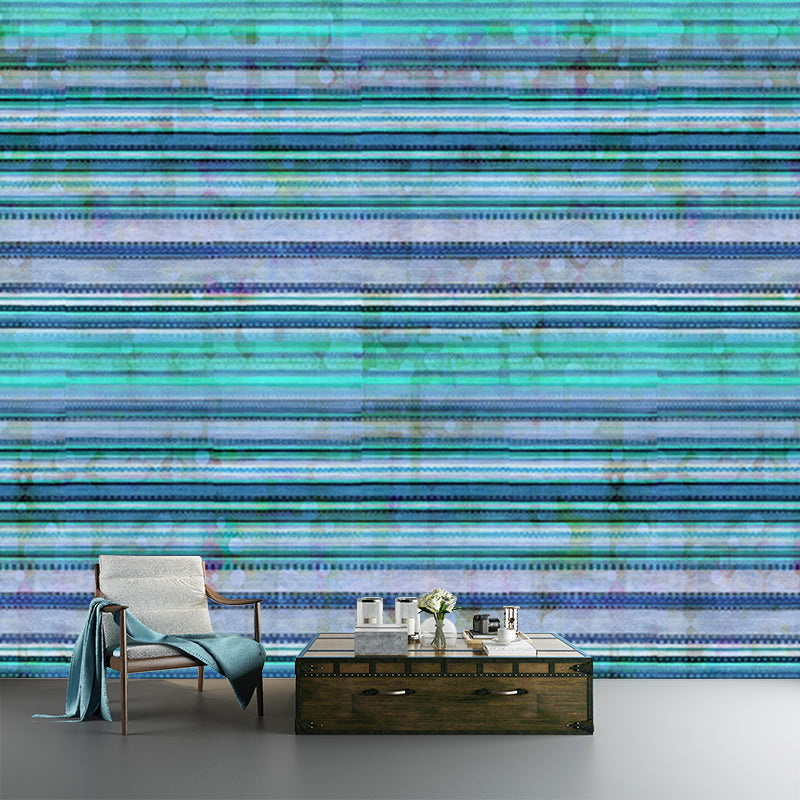 Striped Geometric Illustration Mural Moisture Resistant Wall Decor for House Interior