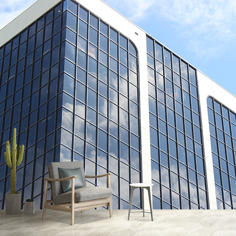 Urbanized Building Mural Wallpaper for Meeting Room, Moisture Resistant