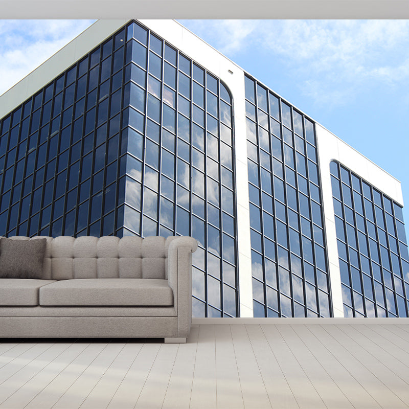 Urbanized Building Mural Wallpaper for Meeting Room, Moisture Resistant